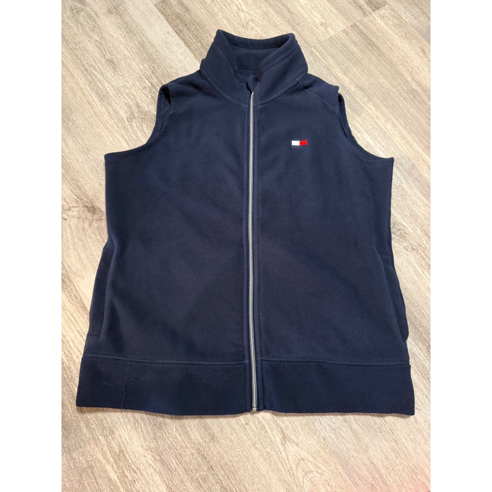 Tommy Hilfiger Sport Navy Blue Fleece Vest Full Zip Sleeveless Jacket XL